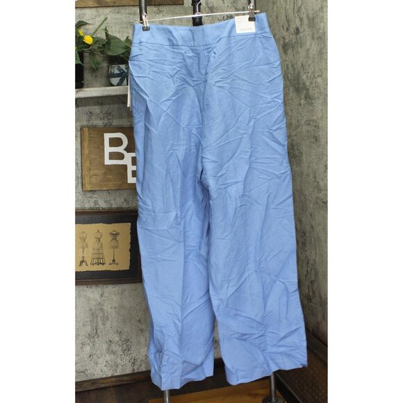 NWT Calvin Klein Womens Linen-Blend Wide-Leg Pants S43PA994 Bayour Blue 16 - Picture 6 of 10